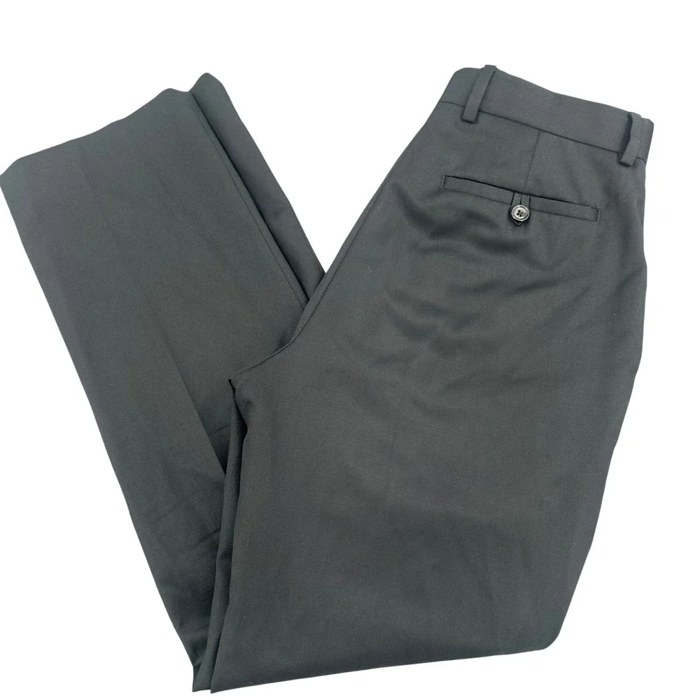 Banana Republic Mens Black 100% Wool Dress Pants Trousers 30x30 Flat Front 596